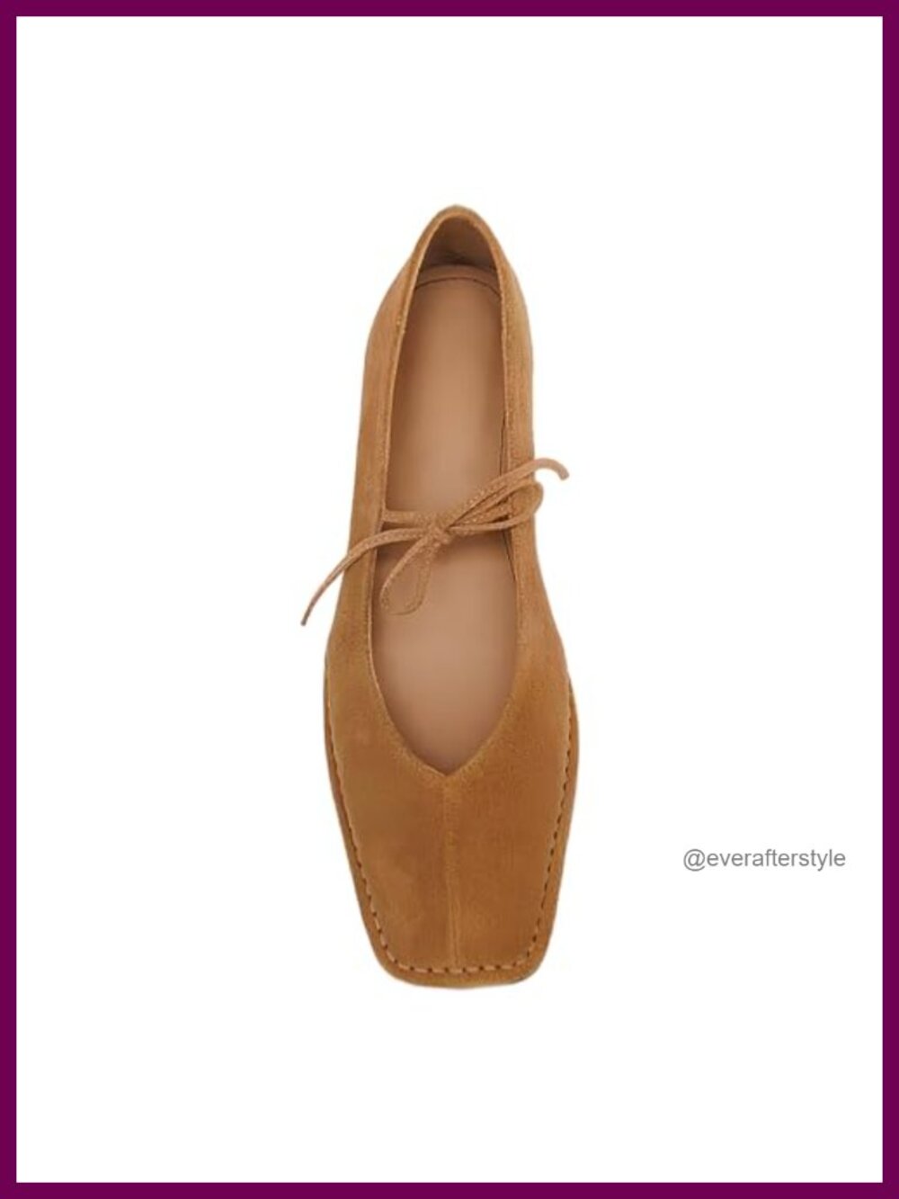 Square Toe Ballet Flats Lace Up Ballerina Shoes Faux Suede